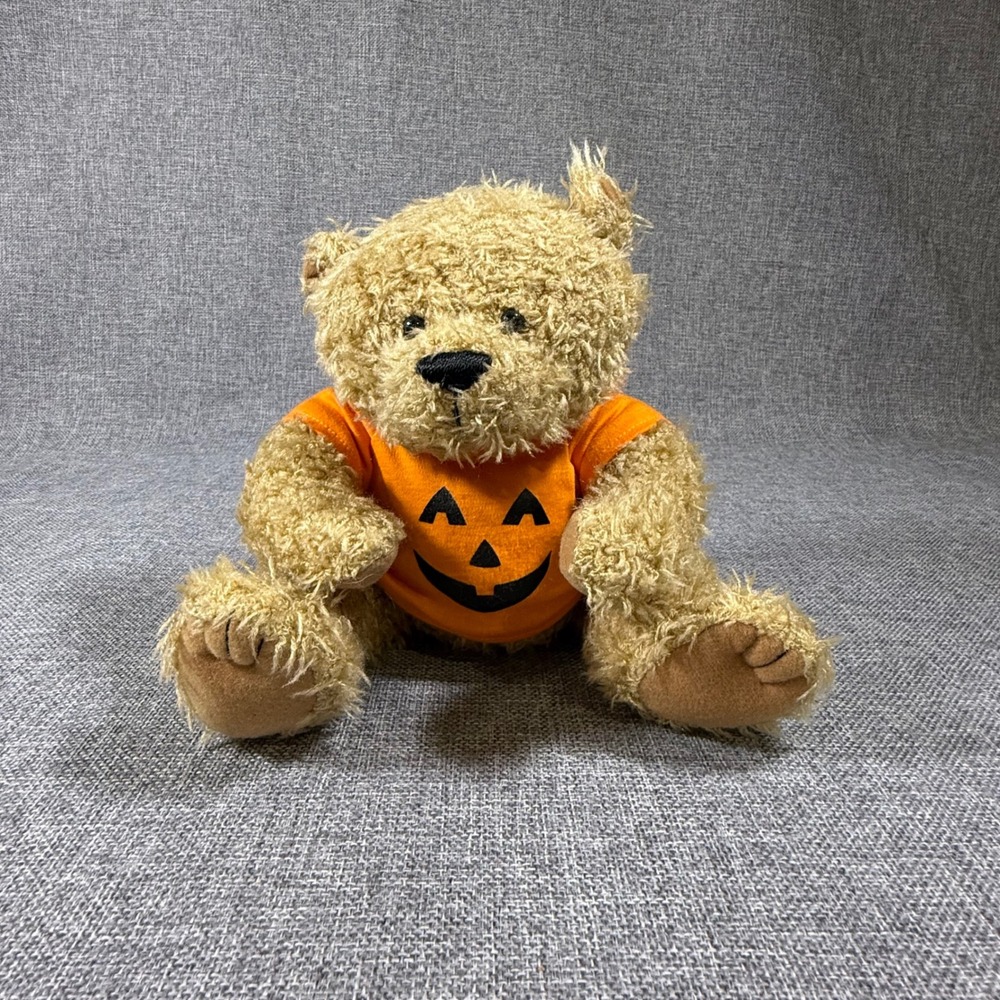 VTG AGC Inc Teddy Bear Plush Orange Pumpkin Shirt Jack O' Lantern Halloween Gift